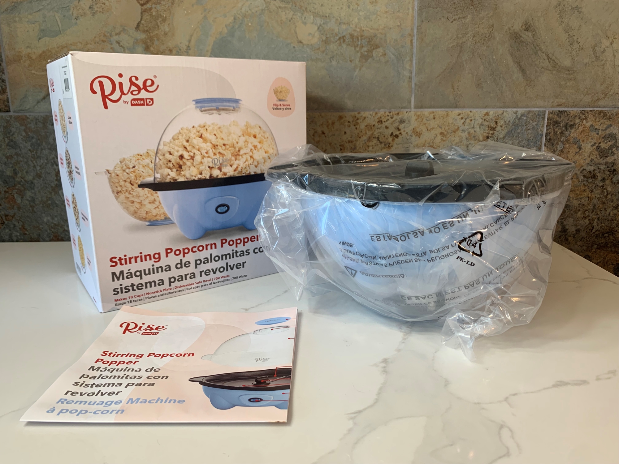 Rise by Dash 4.5 Qt. Sky Blue Stirring Popcorn Popper - Power Townsend  Company