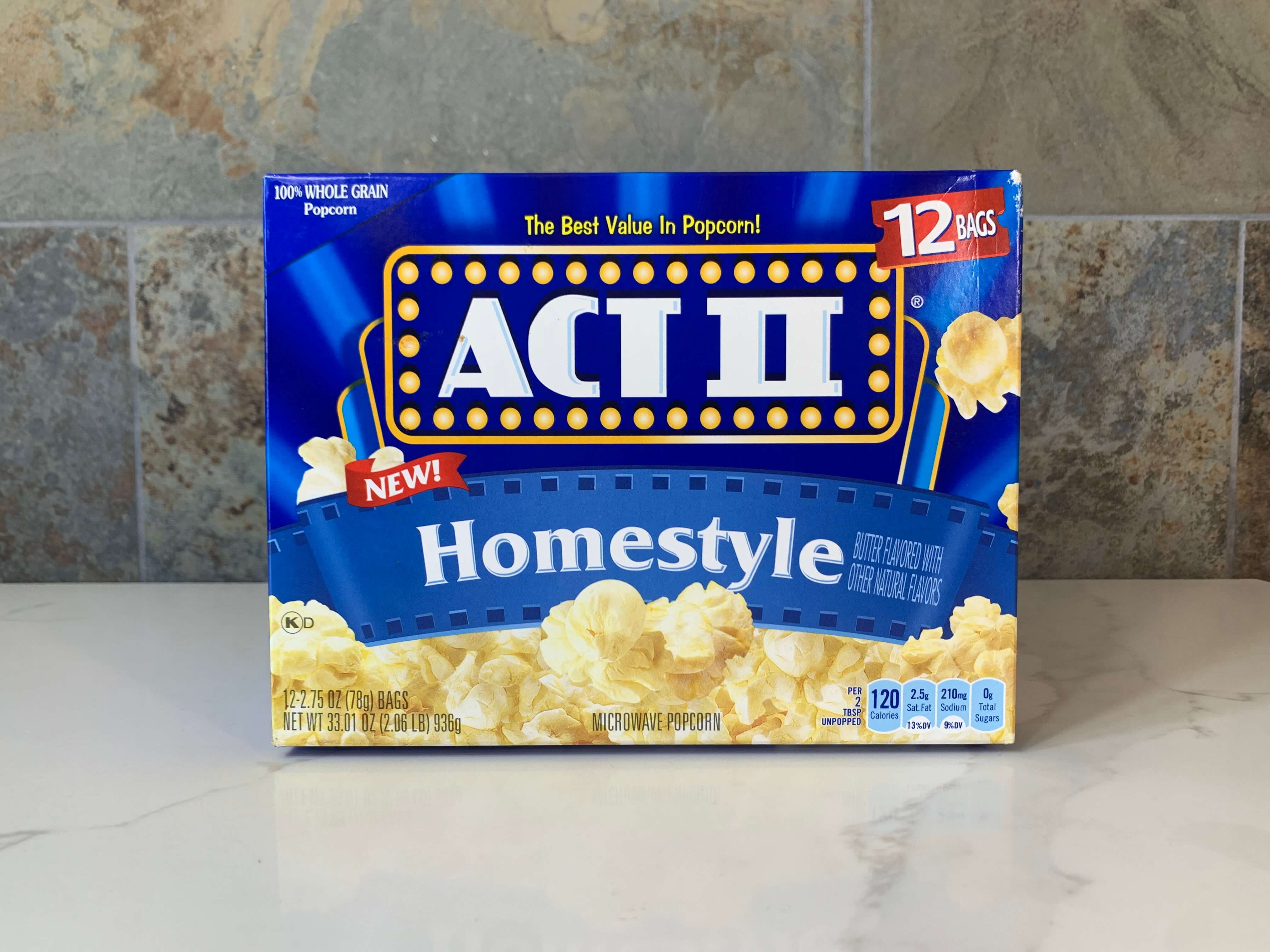 Act II Homestyle Microwave Popcorn 12 Bags Wide