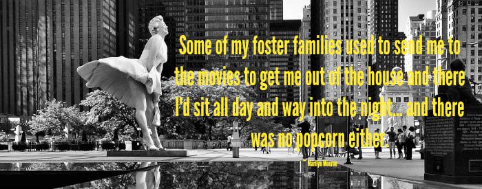 Marilyn Monroe Statue and Quote About Movies and Popcorn
