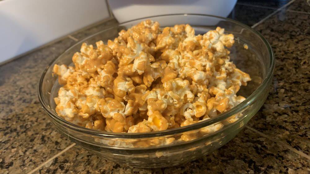Peanut Butter Popcorn Homemade glass bowl